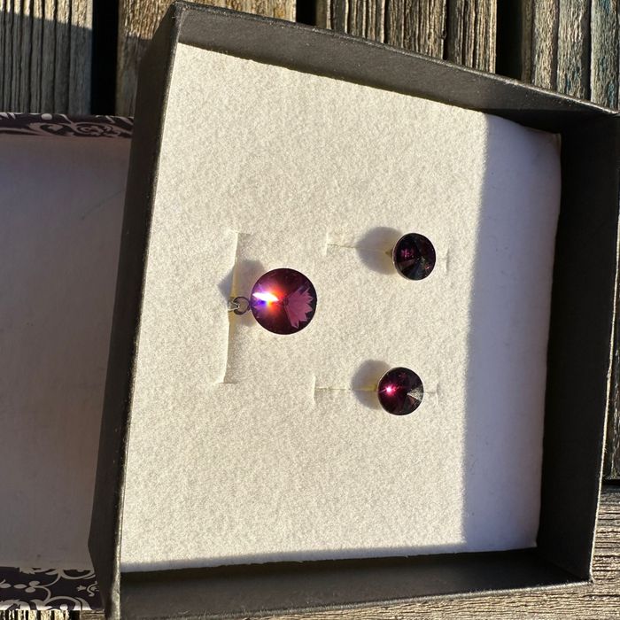 Set bijuterii argint 925 cu cristale mov inchise