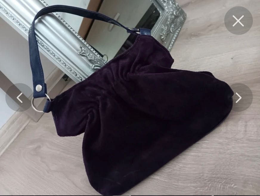 Geanta poseta piele intoarsa veritabila