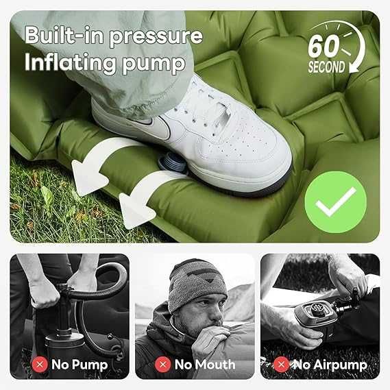 Saltea de dormit dublă, saltea de camping gonflabilă ultraușoară, grosime de 10 cm