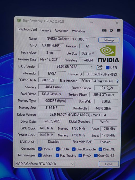 GeForce Evga Rtx 3060ti 8gb