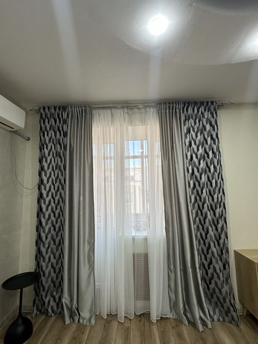 3 Шторы с тюлем, б/у