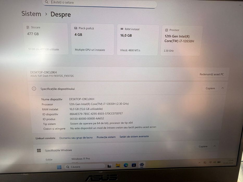 Asus Tuf Dash f15 i7 16gb rtx30504gb