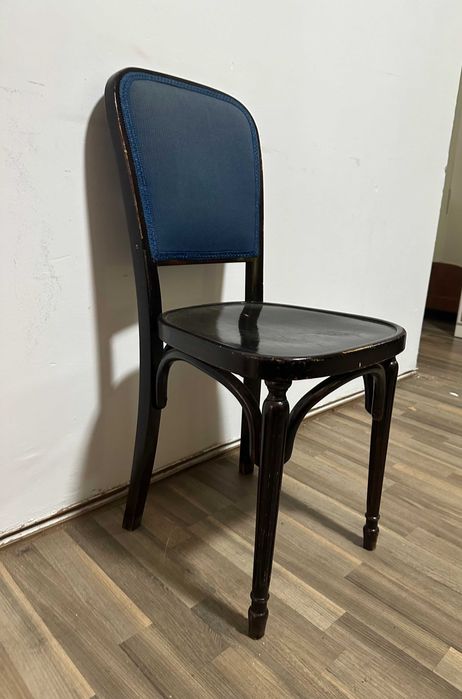 Scaun Vintage din lemn; Scaun cu spatar tapitat