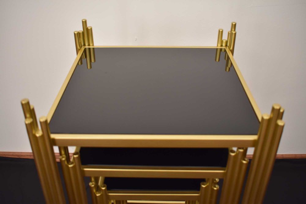 Set mese sticla 3in1 auriu, sticla neagra format patrat LIVRARE GRATIS