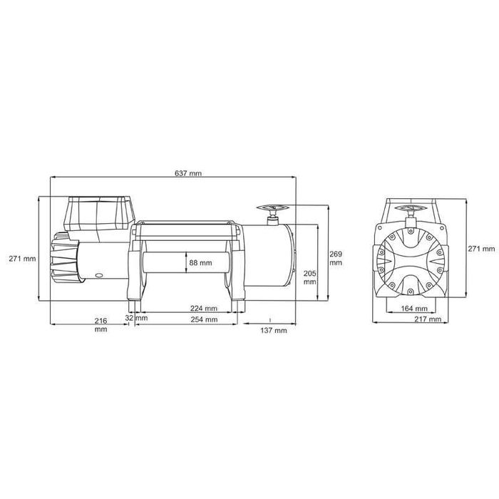 troliu profesional DRAGON WINCH DWT 22000 lbs (trage 9979 kg) la 24 V