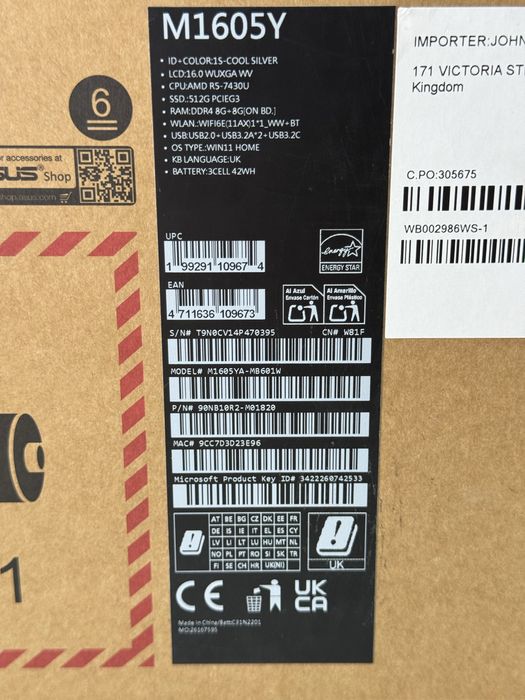 Asus Vivobook 16 Nou, Ryzen 5 743u, 16Gb RAM, 512Gb SSD