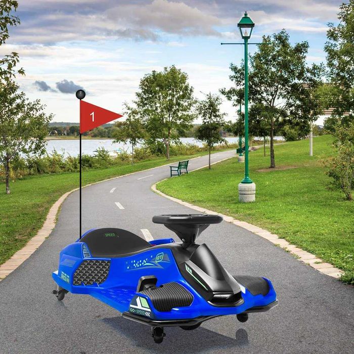 Kart electric Kinderauto BJSX2328 180W 24V cu CASCA, Genuchiere Blue