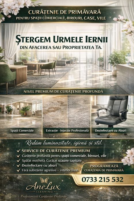 Curățenie Premium Primăvară – Case, Birouri, Mașini – AneLux Cleaning