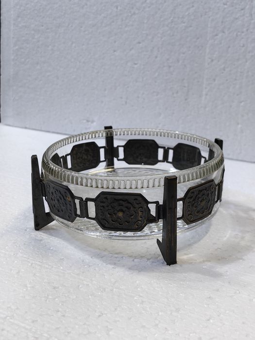 Винтидж купа за бонбони изработена от кристал и мелхиор