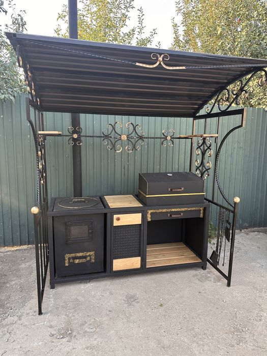 Мангал печь барбекю навес