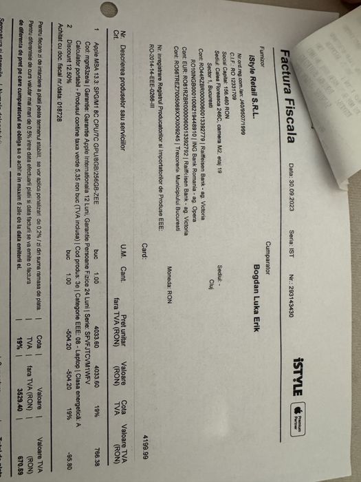 Laptop Apple MacBook Air M1