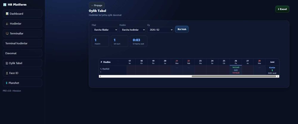 Мобильная Face ID система учёта рабочего времени