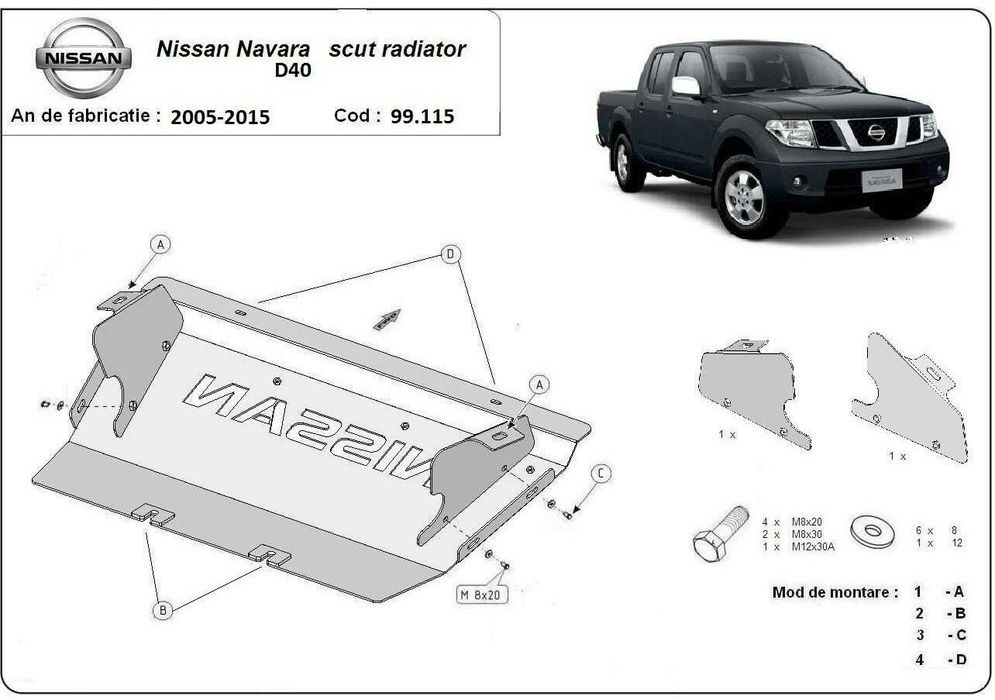 Scut metalic radiator Nissan Navara 2005 -2016