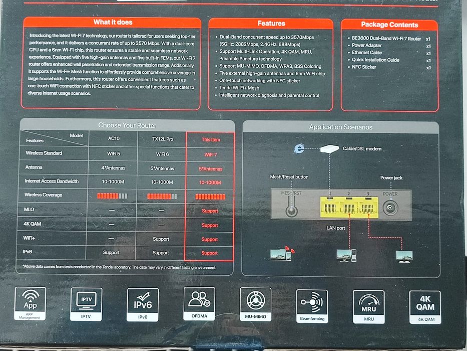 Router Wireless TENDA RE3L, BE3600, Dual- Band, WIFI 7, nou sigilat