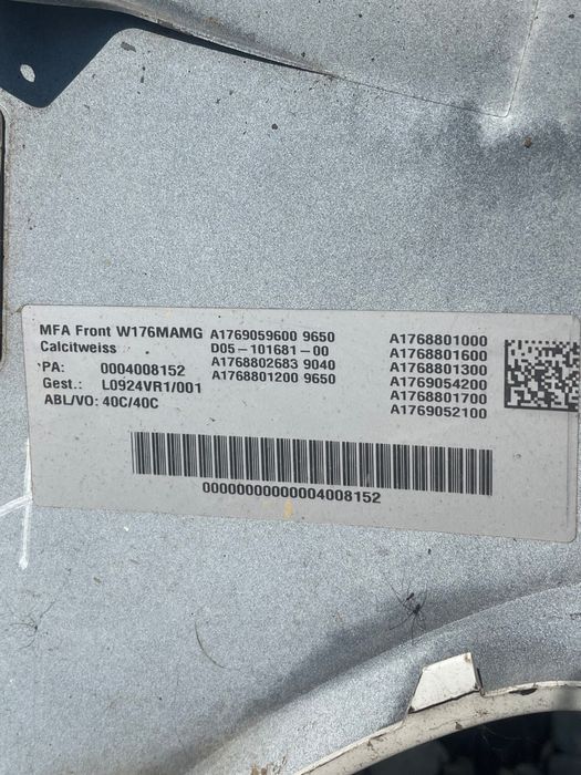 Bara Fata Mercedes-Benz A-Class Iii W176 2012 - > A1768801000