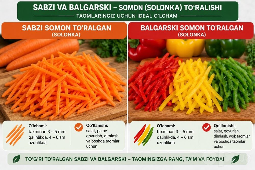 Сабзавотларни исталган шакилларда тограп бериш хизмат.