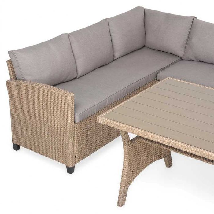 Set mobilier gradina/terasa cu perne canapea/coltar si masa Natur