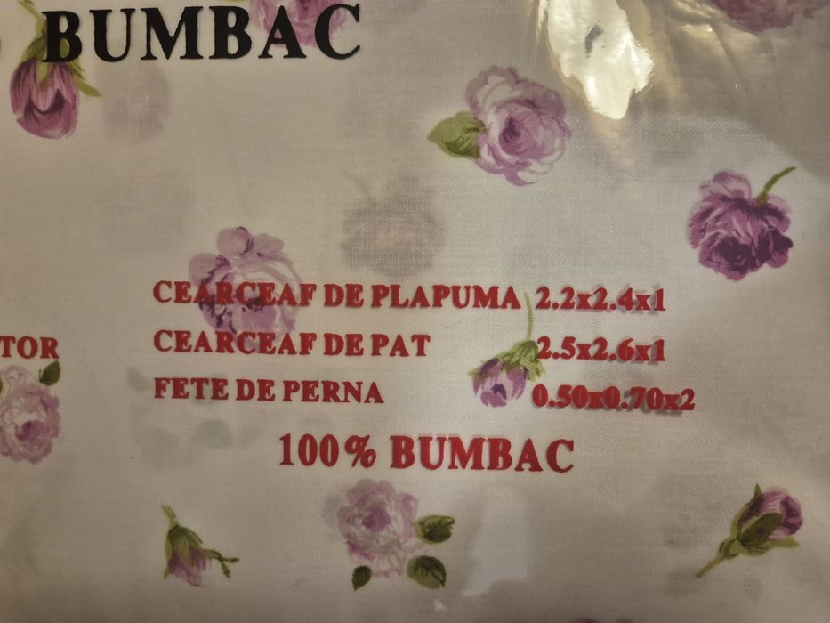Lenjerie de pat, set 4 piese, sigilat, 100% bumbac