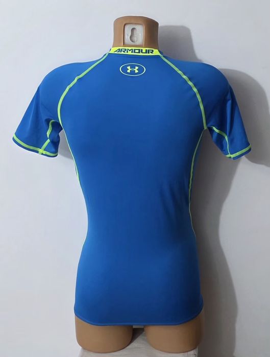 Under Armour, tricou compresiv cu mânecă scurtă UA HeatGear Blue Jet, ptr. bărbați, mărimea M
