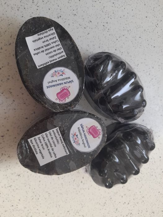 Sapun masaj cu cafea arabica cocos exfoliant anticelulita scrub abraziv zahar brun si ulei esential cafea corp