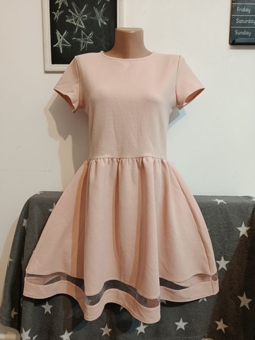 Rochie roz pudra groasa La Redoute romantică mărimea M 38