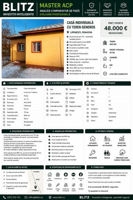 Casa individuala cu teren generos ,900 mp in Lipanesti