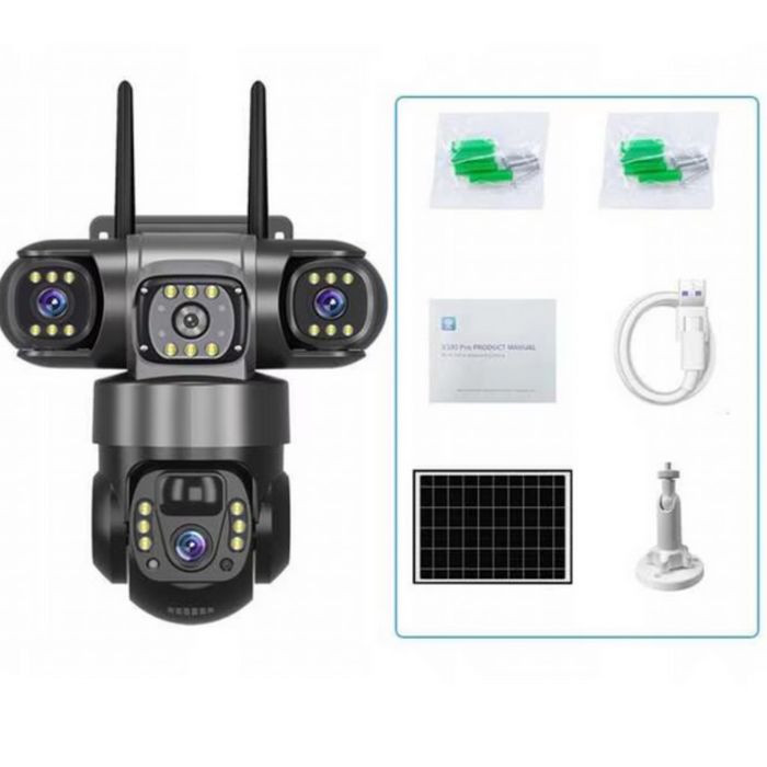 Соларна камера Lylu 4G със Sim карта 4 лещи бе ток и Wi-fi