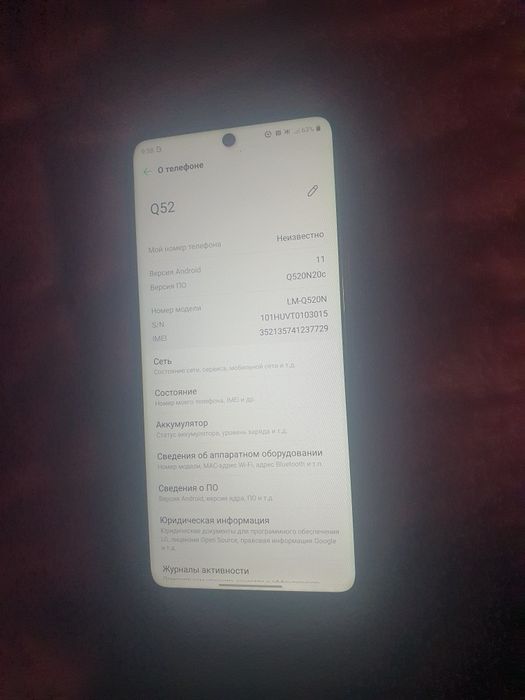 LG Q 52 64gb kelishamiz