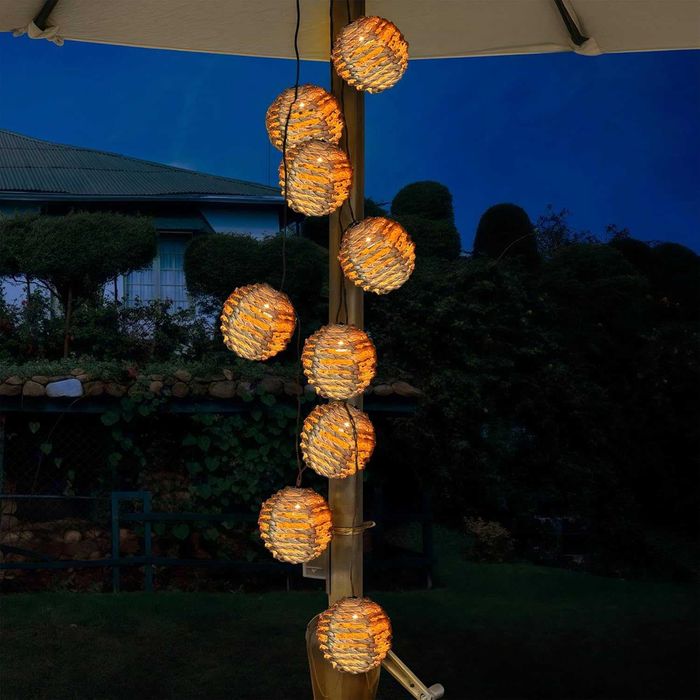 Instalatie solara decorativa 10 LED ratan – lumina calda, exterior/interior - LIVRARE GRATUITA !