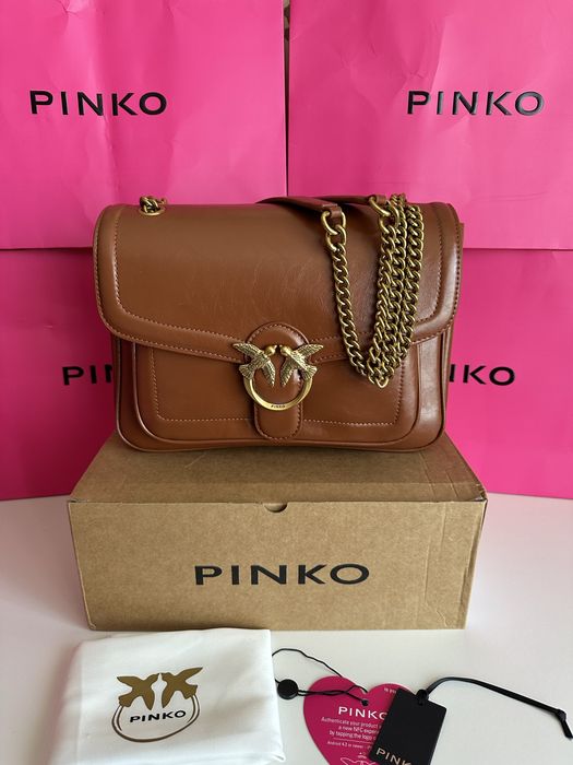 Дамска чанта за рамо PINKO LOVE ONE BIG кафяв цвят