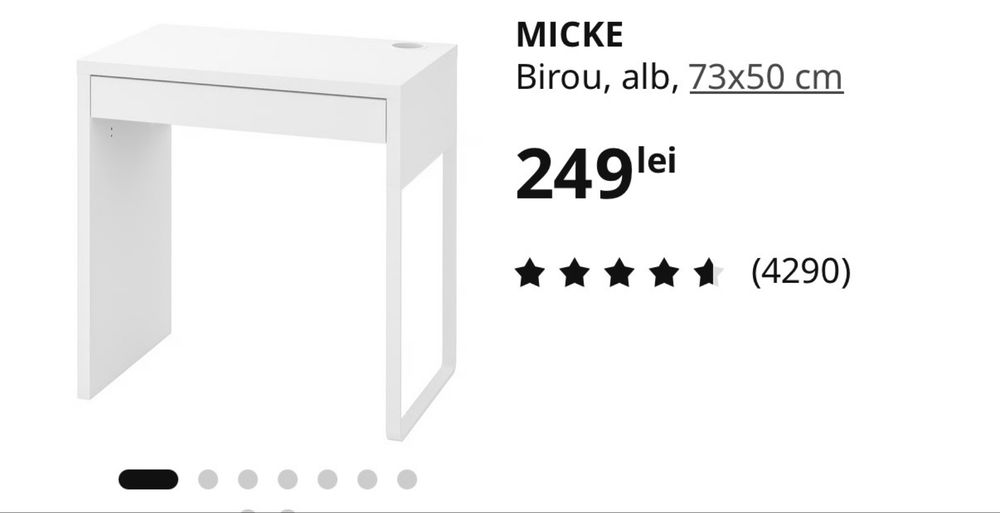 Birou  alb,73/50 cm,cu sertar.