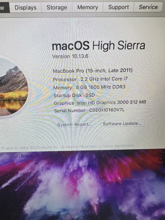 Macbook pro 15  Late 256gb Ssd  500HDD
