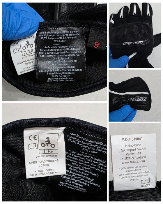 Manusi moto BUSE Open Road Touring si centura spate BUSE Stabilization Zone, mărumea S/M sau nr. 6 unisex
