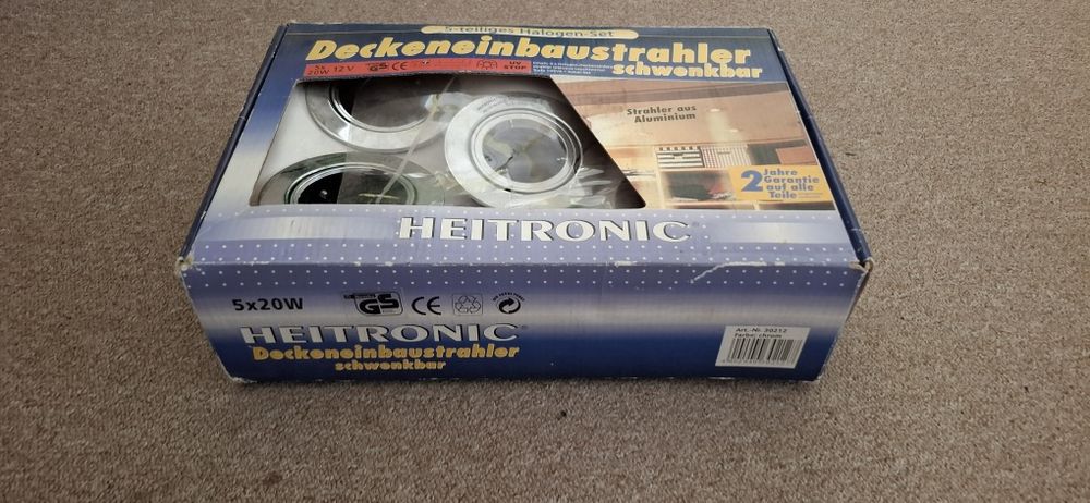 Set 5 spoturi încastrate orientabile Heitronic, 5x20W, 12V, Aluminiu/Crom