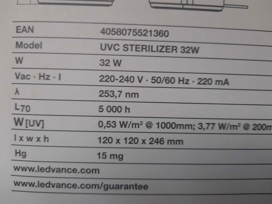 Ledvance - нова лампа за дезинфекция на въздуха/пречиствател /озонатор