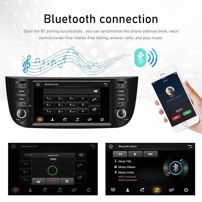 Мултимедия за Fiat Punto Навигация Двоен дин дисплей плеър Android GPS