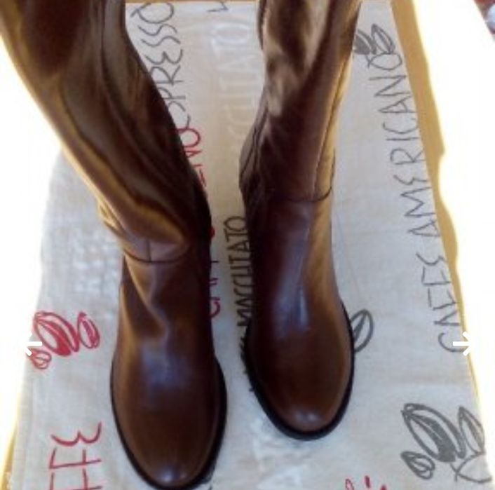 Дамски ботуши - нови, естествена кожа, кафяви, №40