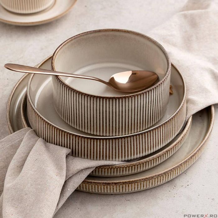 Platou oval din ceramica crem, 32x18cm, Evia calitate superioara,