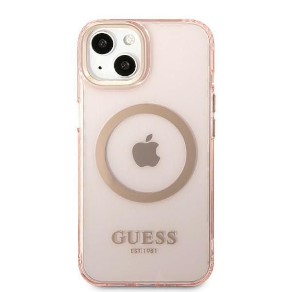 Guess guhmp13mhtcmp iphone 13 / 14 / 156.1" pink hard case gold outlin