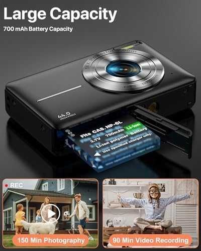 Нов черен Компактен фотоапарат 44MP 1080P 16x зум уеб vlog камера фото