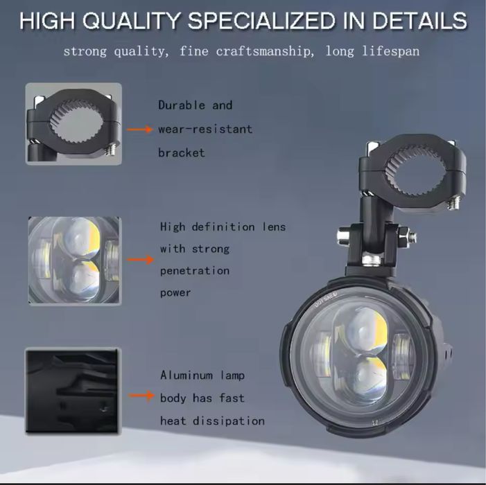 Proiectoare moto LED Bmw GS kit cablaj inclus, ATV SUV OFF ROAD