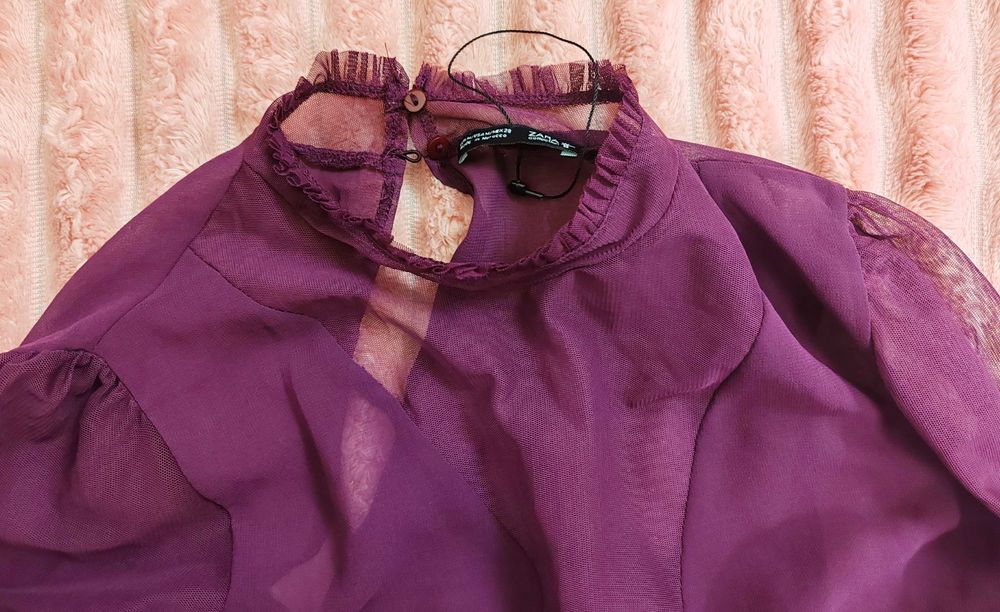 Bluză semitransparentă mov - Zara Collection, mărimea M