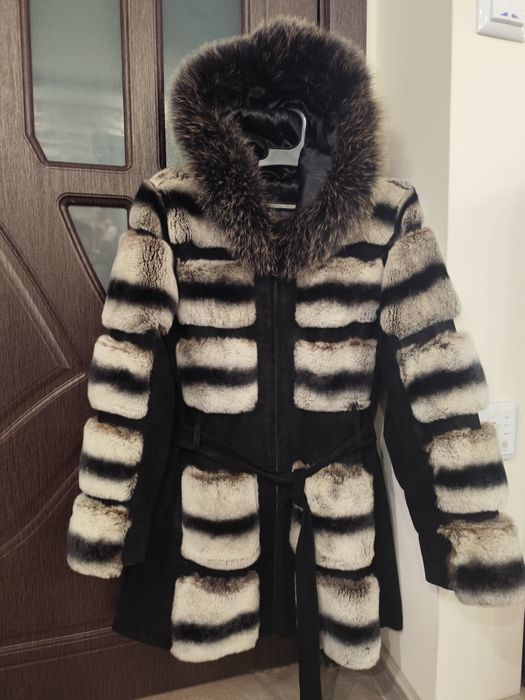 Дълго 78см/Естествена кожа и естествен косъм от чинчила мл-320лв