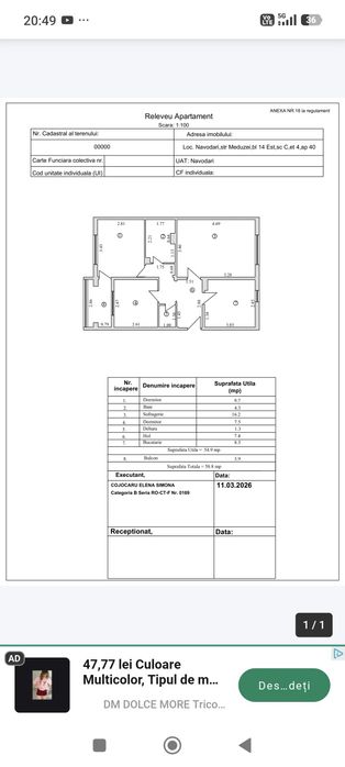 Vând apartament 3 camere decomandat