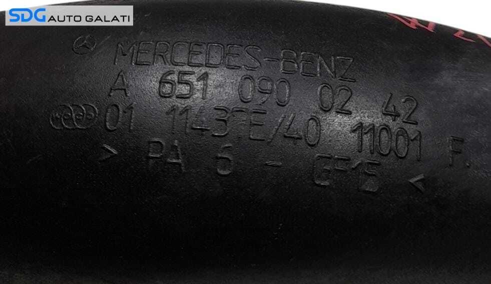 Conducta Furtun Tub Tubulatura Teava Presiune Aer Intercooler Mercedes Clasa C Class W204 2.2 CDI 2007 - 2015 Cod A6510900242 [N0978]