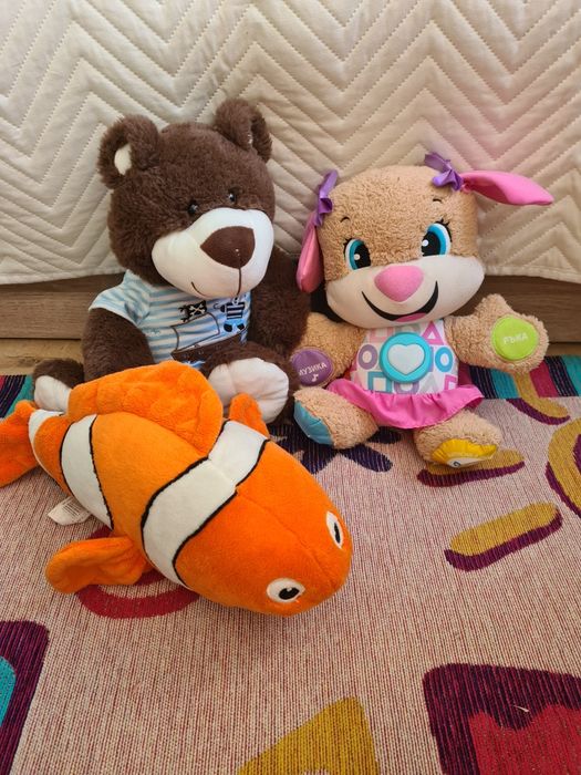 Интерактивно куче Fisher Price + плюшен Немо + плюшено мече