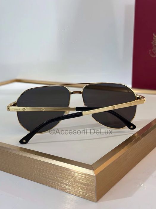 Ochelari de Soare Cartier Aviator CT0461S Full Box Santos De Cartier [Verificare Colet] Gold