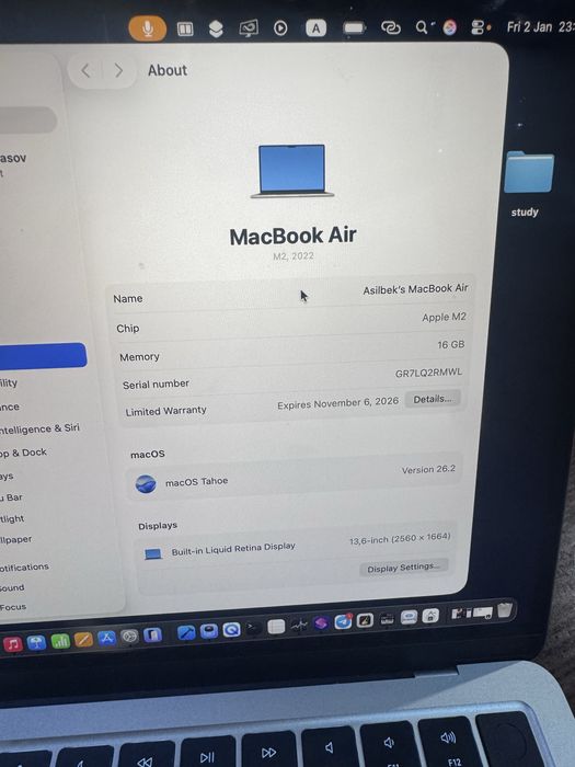 Macbook air m2 16/256