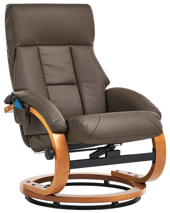 NOU Fotoliu de masaj FORCE, maro inchis, piele ecologică