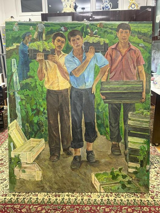 Юность моего края ( Сбор Вннограда)  холст, масло, размер  1.60х132
